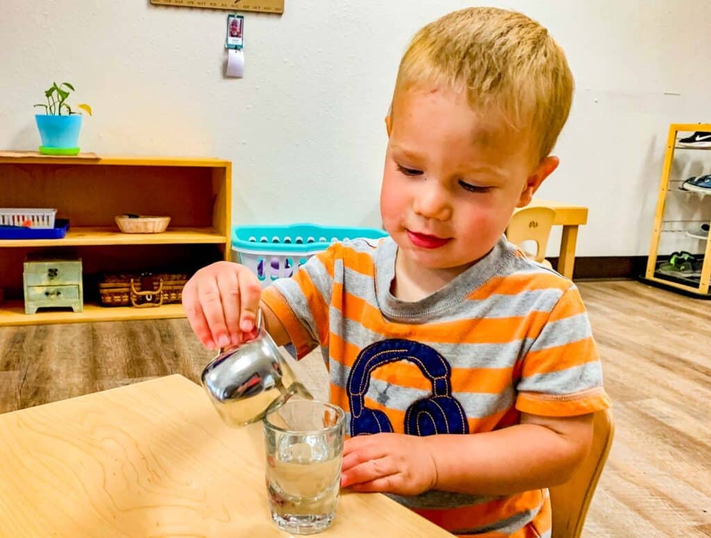 Montessori Classroom Student Pouring Water